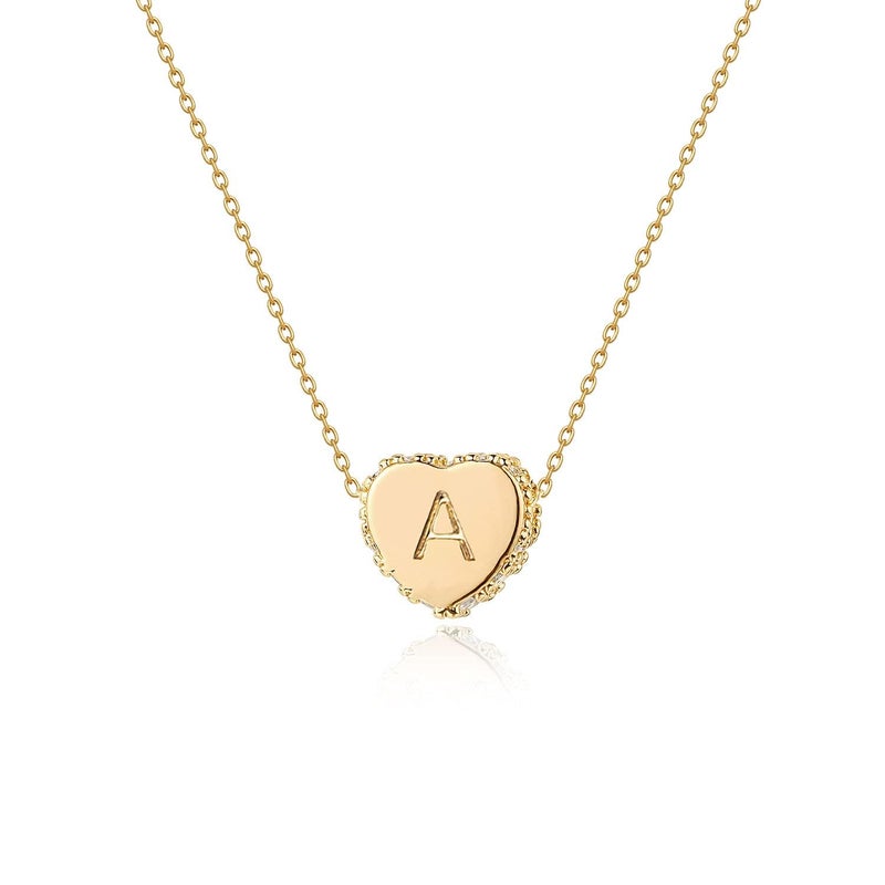 Fettero Tiny Gold Initial Heart Necklace-14K Gold Plated Handmade Dainty Personalized Letter Heart Choker Necklace For Women Necklace Jewelry - Image 1